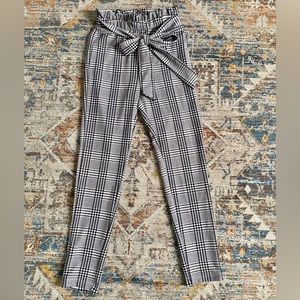 Plaid Paper bag waist knot front dress pants from Shein